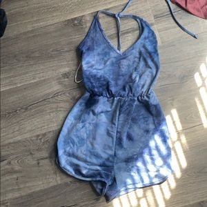Blue tie dye romper